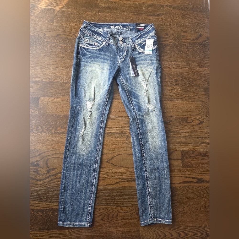 NWT Wallflower Women's Blue Distressed Jeans Sz.9